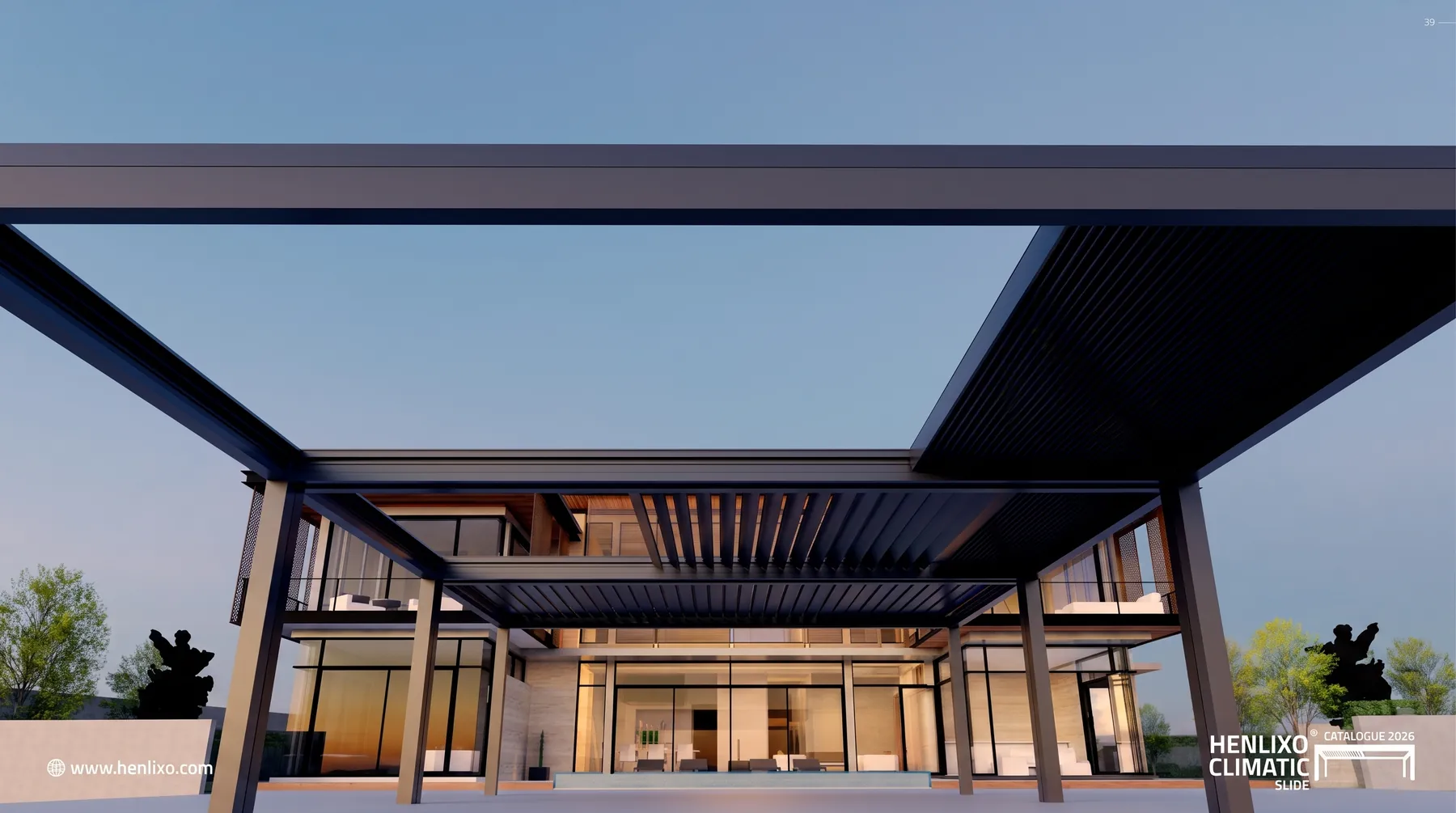 HENLIXO CLIMATIC SLIDE modular sliding roof pergola at a villa
