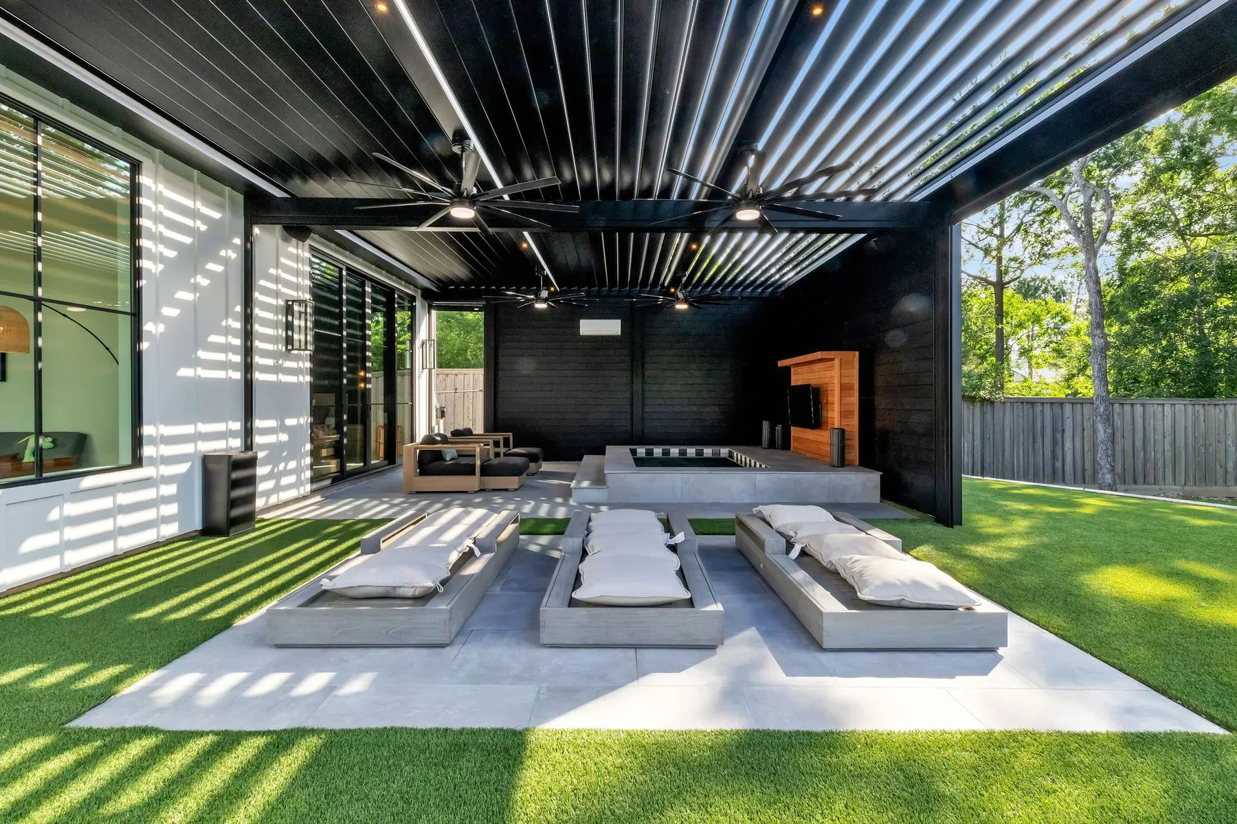 Architectural pergola with side panels
