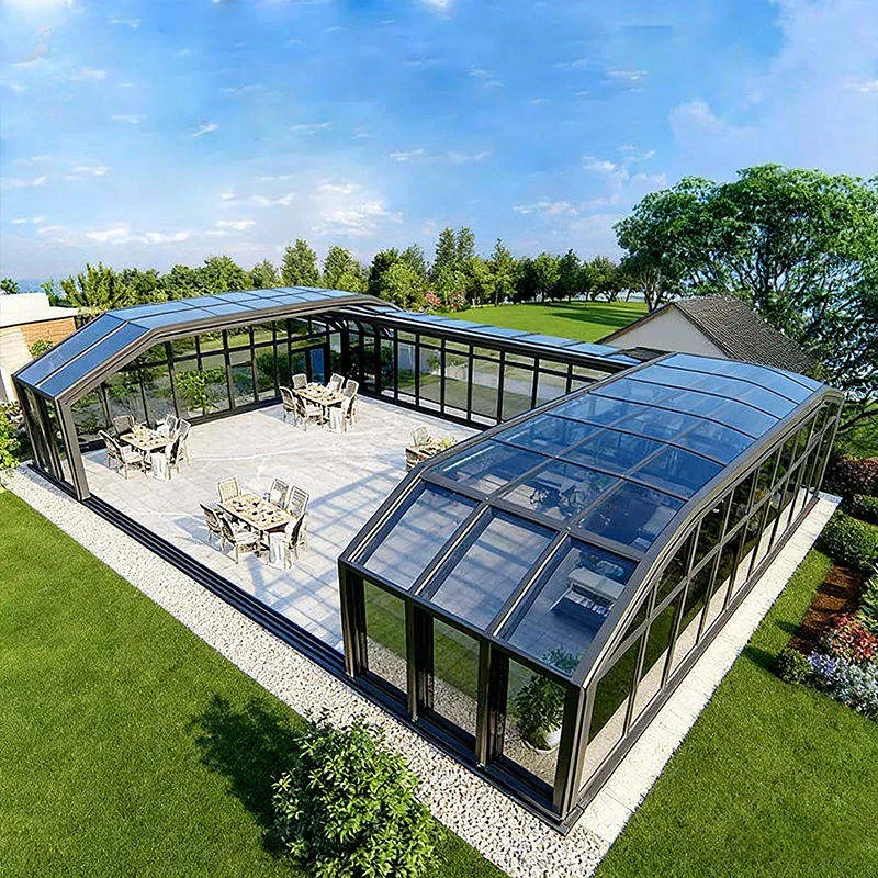 Glass room pergola viewed from above