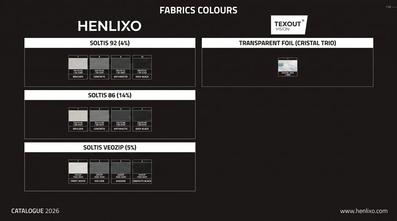 Screen fabric color options